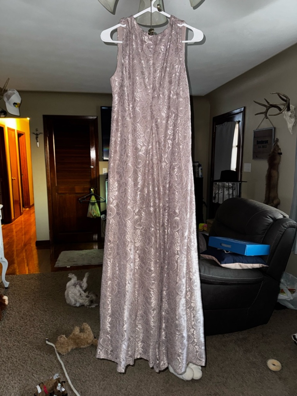 R&M Richards blush Lace Evening Gown for mother of bride or groom w Sheer Jacket - Picture 5 of 7